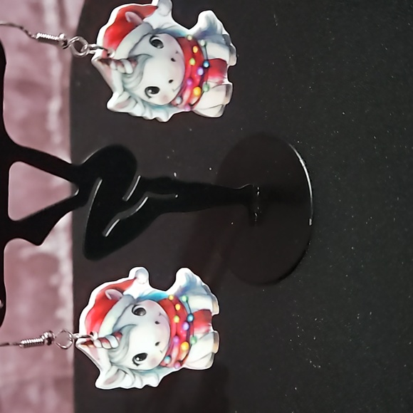 Holiday Unicorn Fashion Hook Style Earrings - Picture 2 of 5